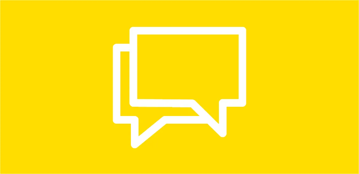 speech bubble on yellow background