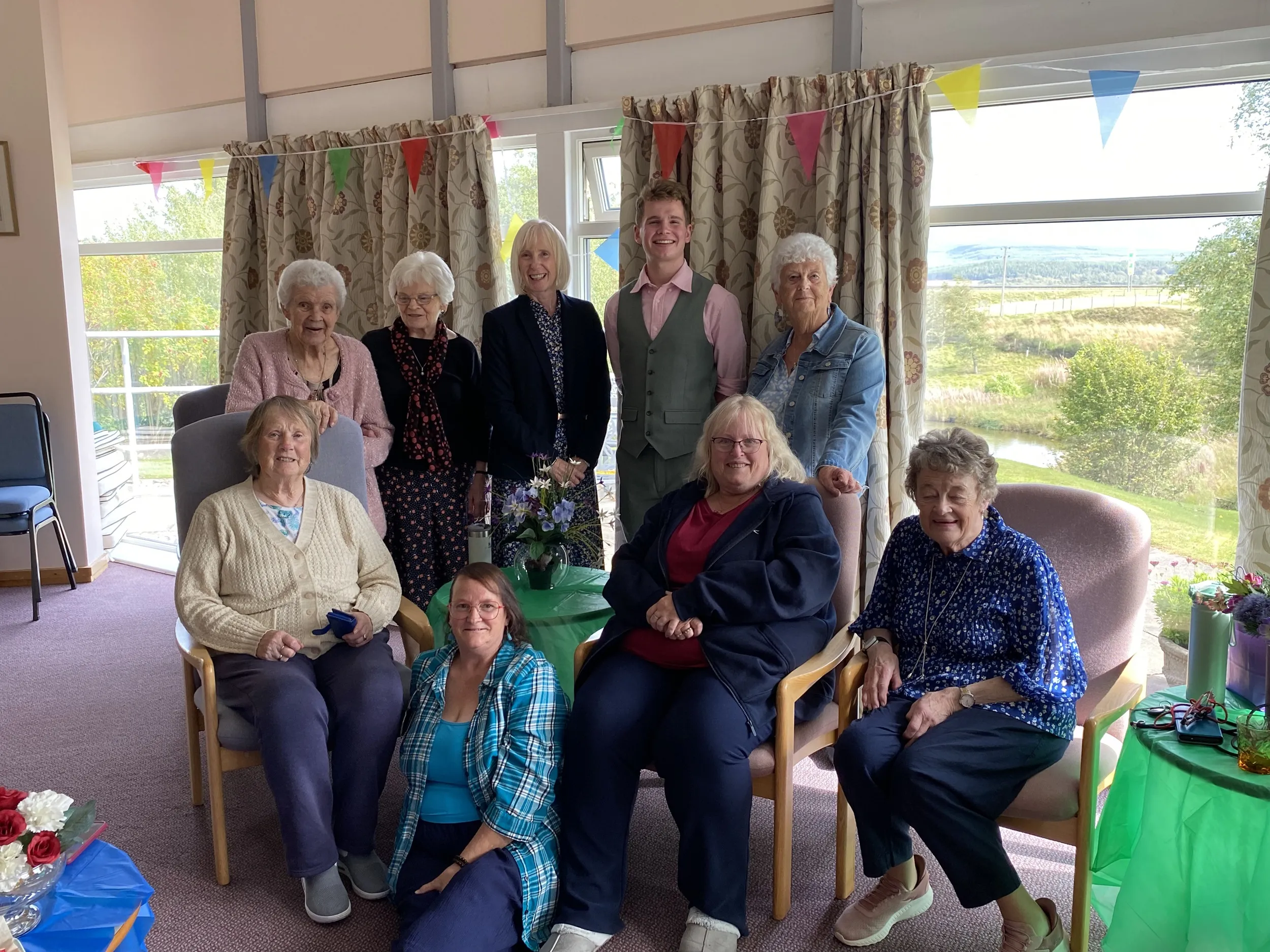 elderly residents with Angela Currie